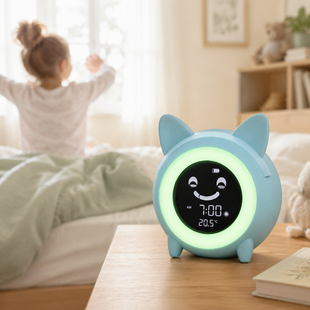 HaloCat green morning wake cue