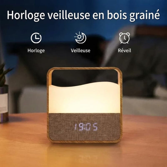 UrbanRise wood-style alarm clock and night light