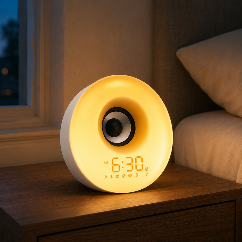 ToneLume Bluetooth speaker alarm clock with warm bedside light