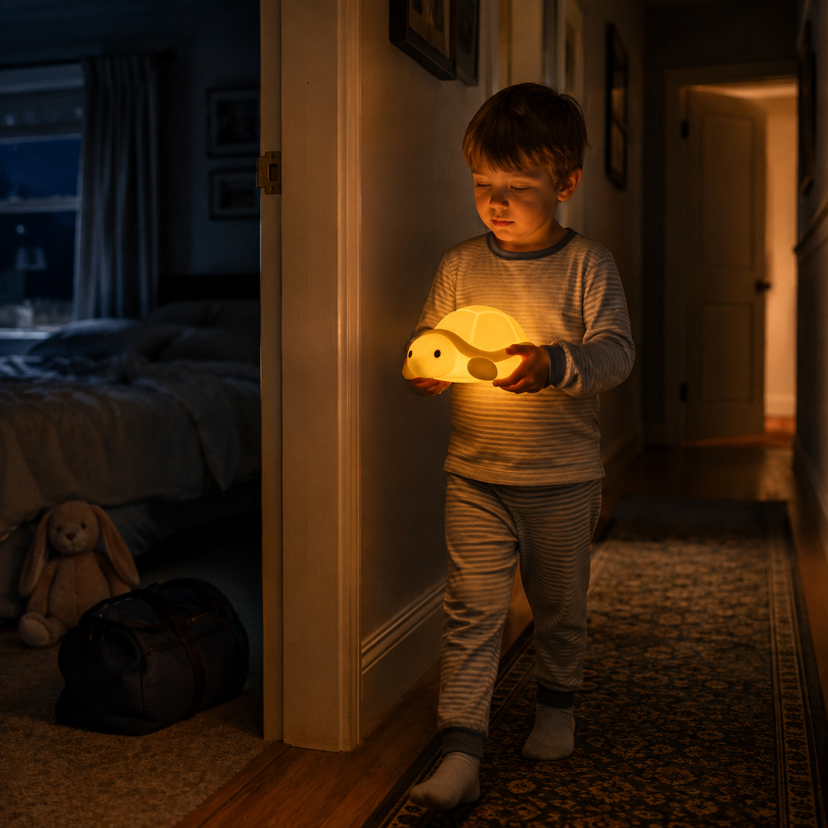 Child carrying Tidelune during an overnight stay