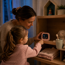 Parent and child setting the SunMoon bedtime routine