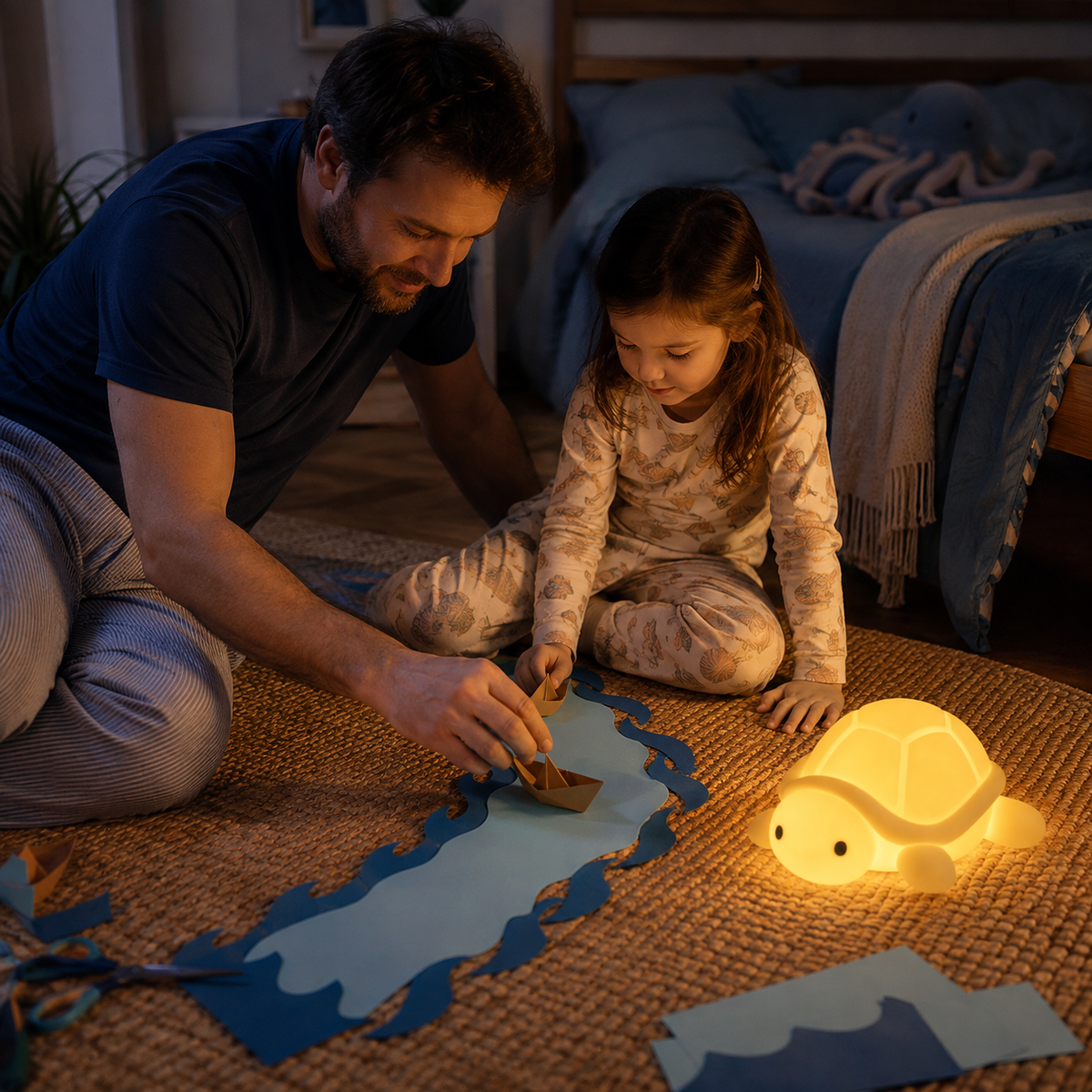 Family ocean-themed bedtime ritual with Tidelune