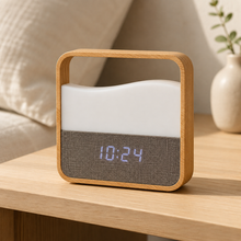 WoodLume wood-effect frame and woven fabric detail