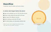 DawnRise feature overview: sunrise and sunset modes, alarms, sounds and adjustable light – image 7