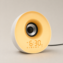 ToneLume round white speaker alarm clock clean product detail