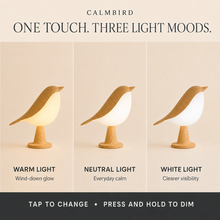 CalmBird three light moods: warm, neutral and white light