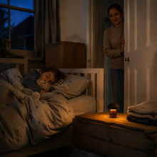 CapLume bringing a reassuring glow to a child's first night in a new home