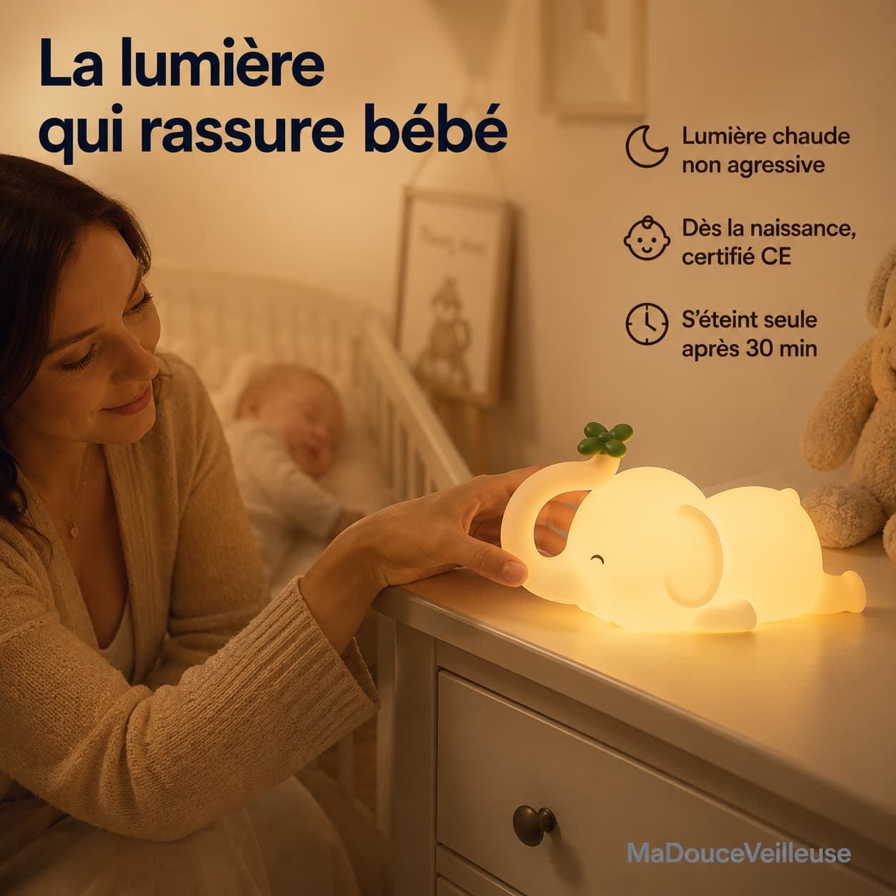 ElephGlow elephant night light for a child's bedside