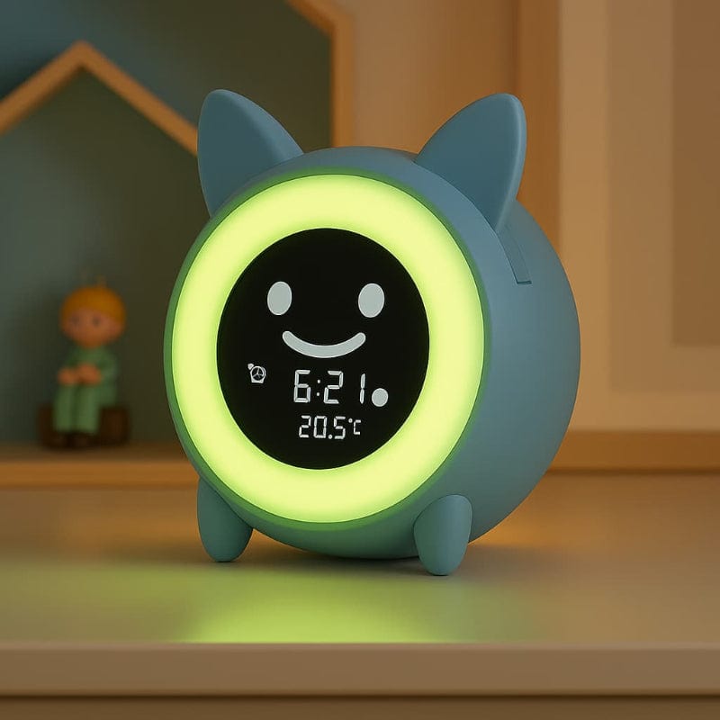 LumiChat kids sleep trainer alarm clock in blue