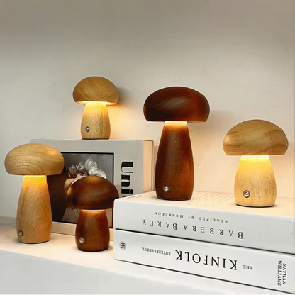 MushGlow wooden mushroom night light