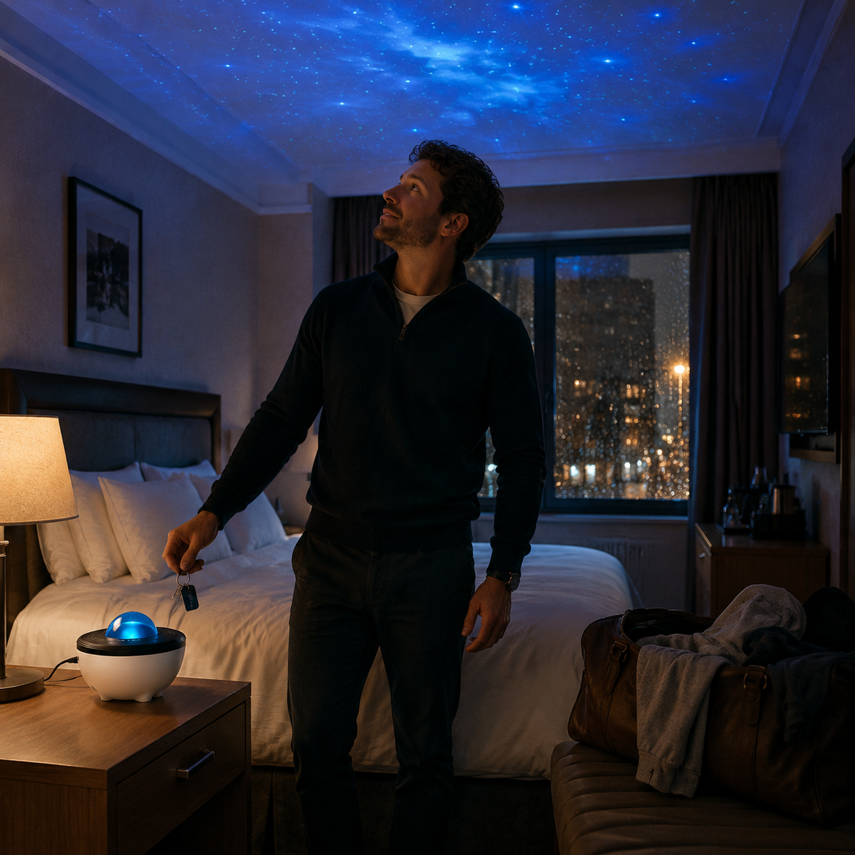 StarLens bringing a familiar starry atmosphere to a hotel room