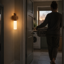 StepLume providing warm motion-sensor light in a utility-room doorway