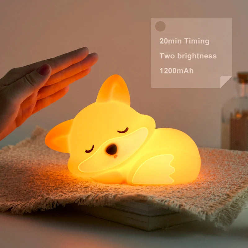 BabyFox rechargeable fox night light with warm LED glow