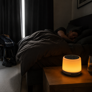 WarmWhisper beside a daytime sleeper in a darkened bedroom – image 6